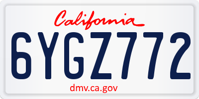 CA license plate 6YGZ772