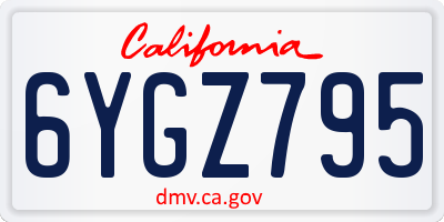 CA license plate 6YGZ795
