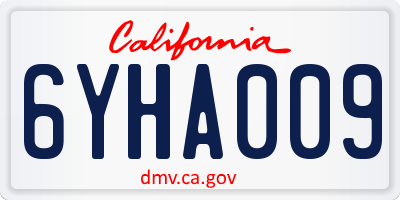 CA license plate 6YHA009