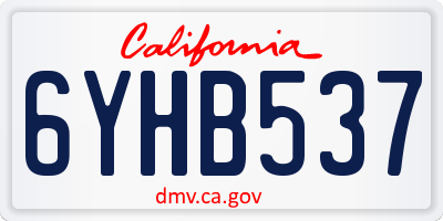 CA license plate 6YHB537