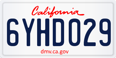 CA license plate 6YHD029