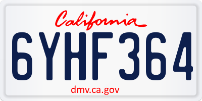 CA license plate 6YHF364