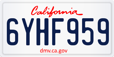 CA license plate 6YHF959