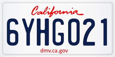 CA license plate 6YHG021