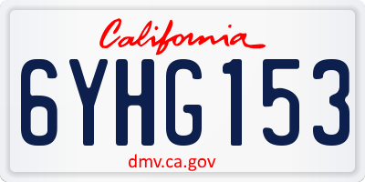CA license plate 6YHG153