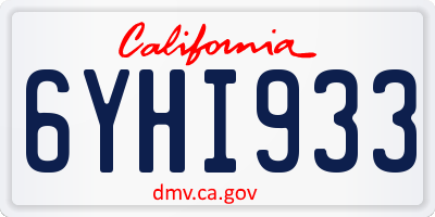 CA license plate 6YHI933