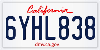 CA license plate 6YHL838
