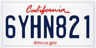 CA license plate 6YHN821