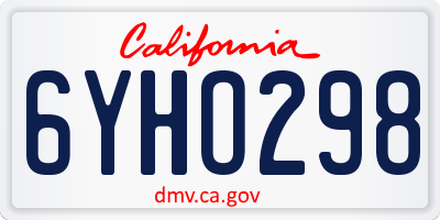 CA license plate 6YHO298