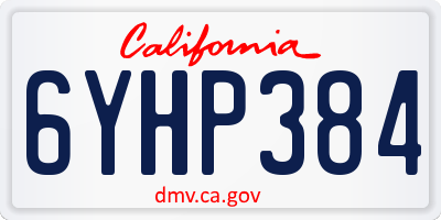 CA license plate 6YHP384