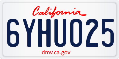 CA license plate 6YHUO25