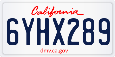 CA license plate 6YHX289