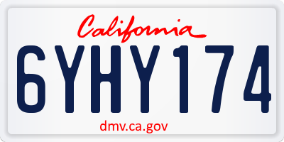 CA license plate 6YHY174