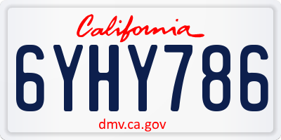 CA license plate 6YHY786