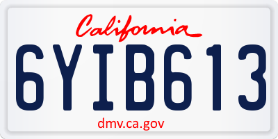 CA license plate 6YIB613