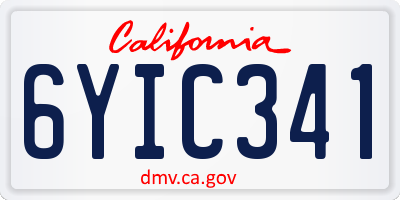 CA license plate 6YIC341