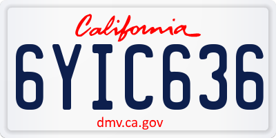 CA license plate 6YIC636