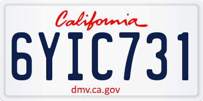 CA license plate 6YIC731