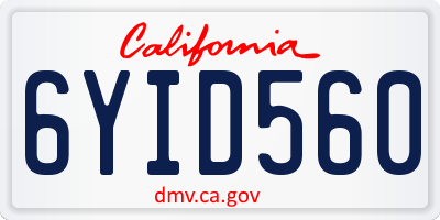 CA license plate 6YID560