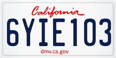 CA license plate 6YIE103