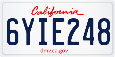 CA license plate 6YIE248
