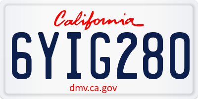 CA license plate 6YIG280
