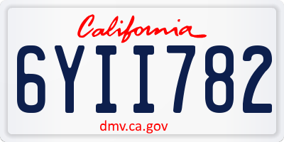 CA license plate 6YII782