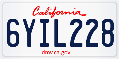 CA license plate 6YIL228