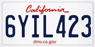 CA license plate 6YIL423