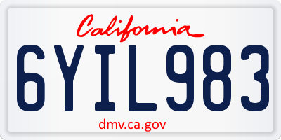 CA license plate 6YIL983