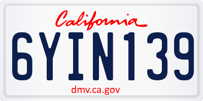 CA license plate 6YIN139