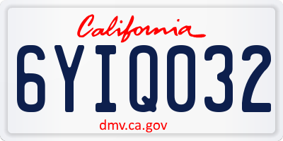 CA license plate 6YIQ032