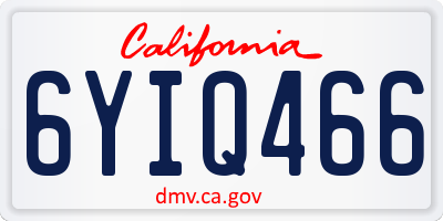 CA license plate 6YIQ466