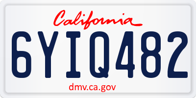 CA license plate 6YIQ482