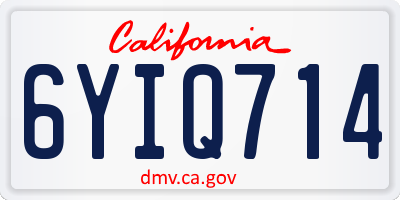 CA license plate 6YIQ714