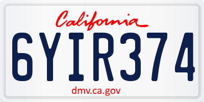 CA license plate 6YIR374