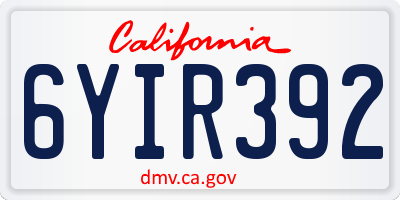 CA license plate 6YIR392