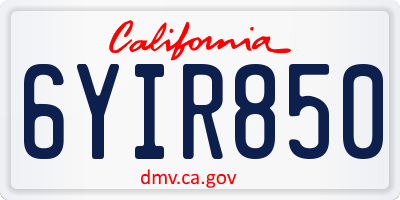 CA license plate 6YIR850