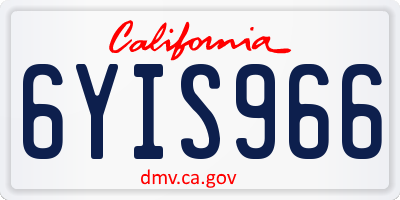 CA license plate 6YIS966