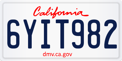 CA license plate 6YIT982
