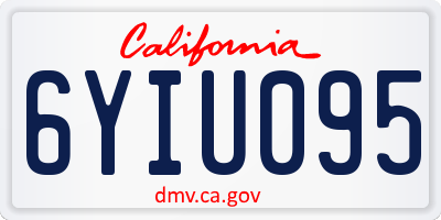 CA license plate 6YIU095