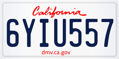 CA license plate 6YIU557