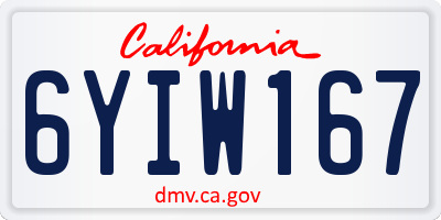CA license plate 6YIW167