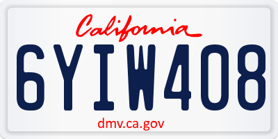 CA license plate 6YIW408