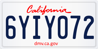 CA license plate 6YIY072