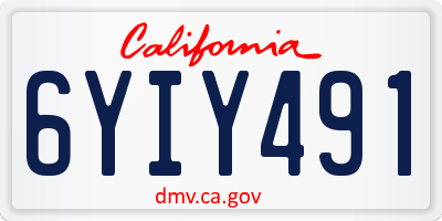 CA license plate 6YIY491