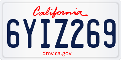 CA license plate 6YIZ269