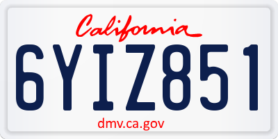 CA license plate 6YIZ851