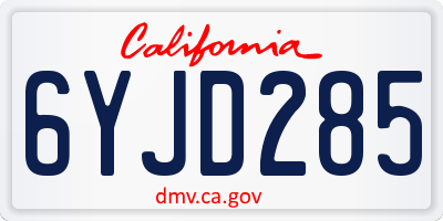 CA license plate 6YJD285