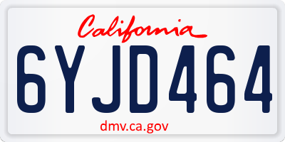 CA license plate 6YJD464